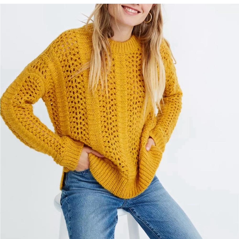 NWT Madewell Windemere Pointelle Pullover Sweater - alpaca wool blend - xs
